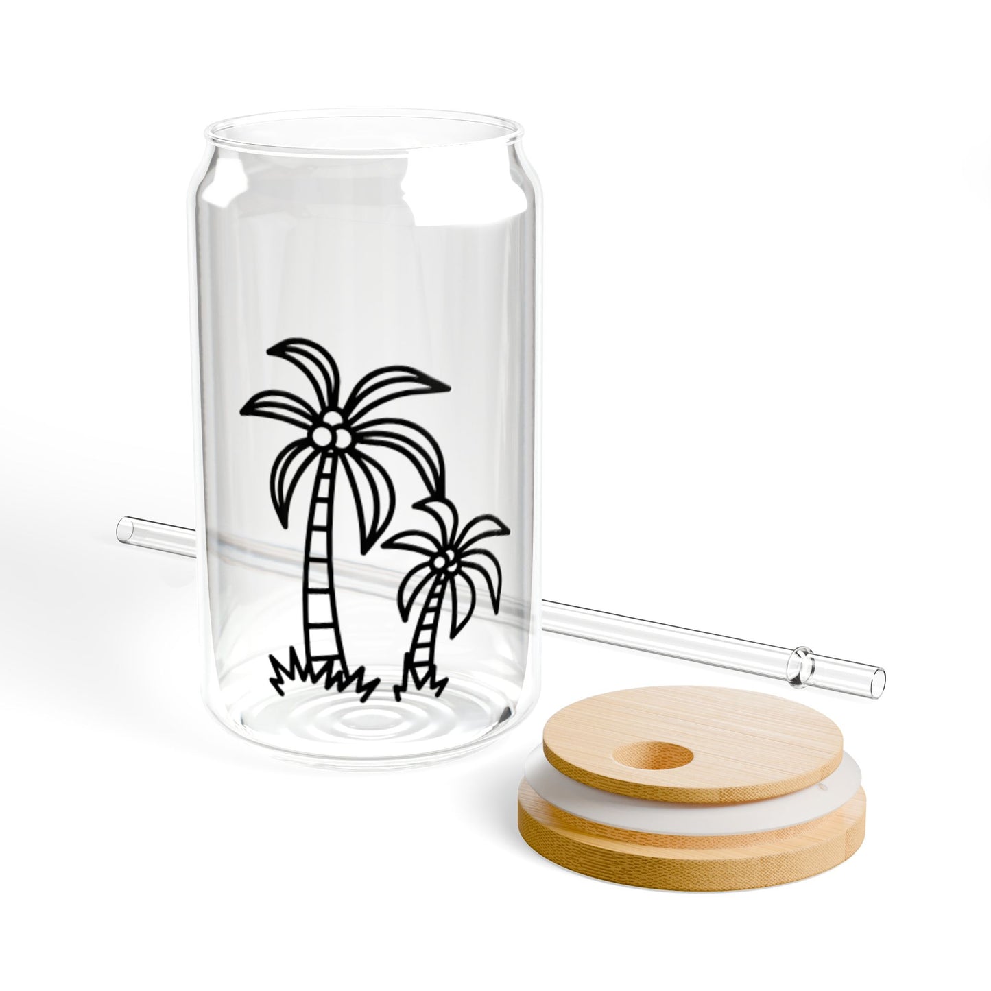 Palm Tree Sipper Glass, 16oz