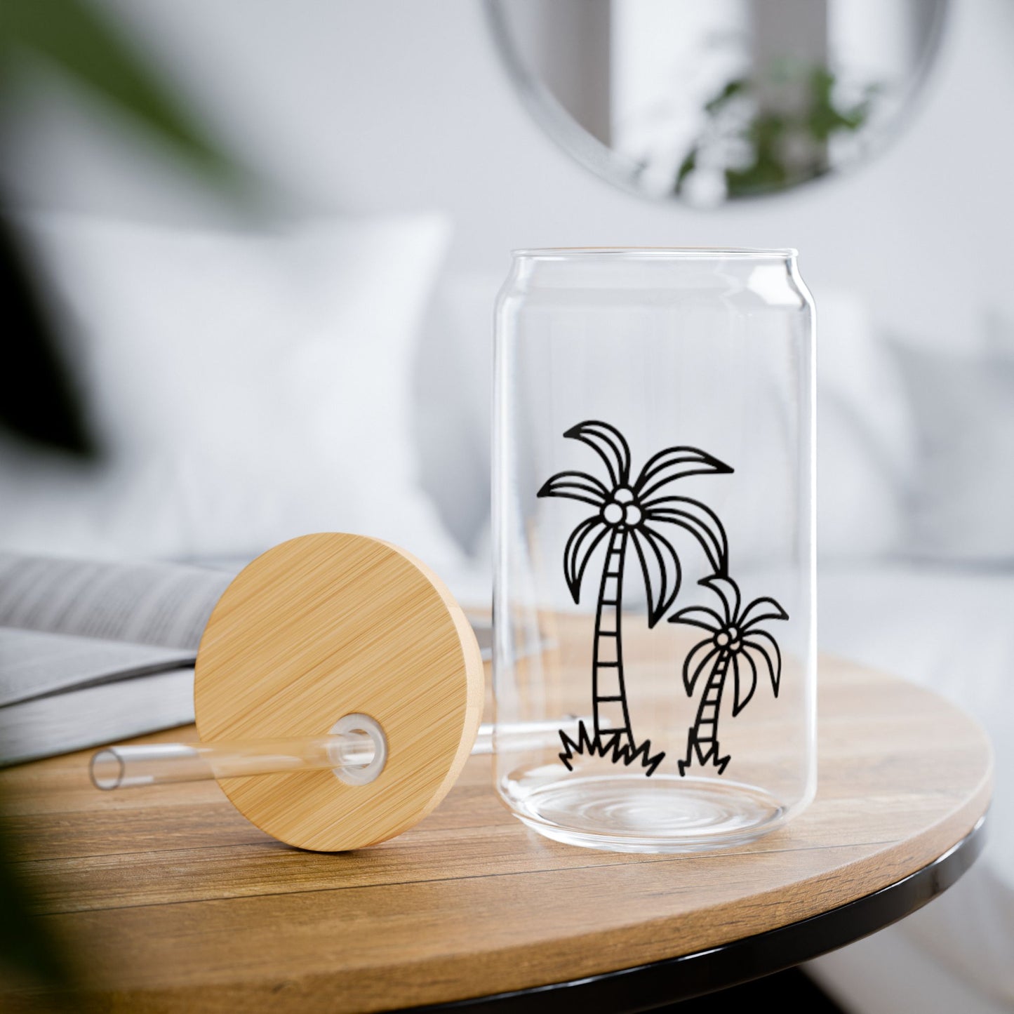 Palm Tree Sipper Glass, 16oz