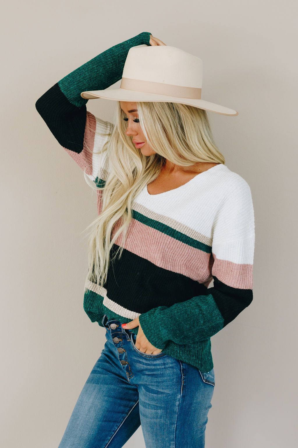 Candy Striped Knit Sweater
