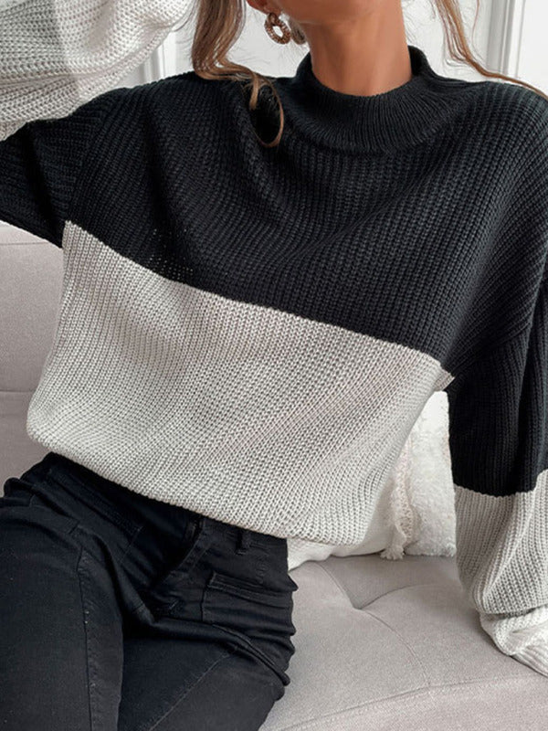 Women’s Colorblock Long Sleeve Turtleneck Sweater